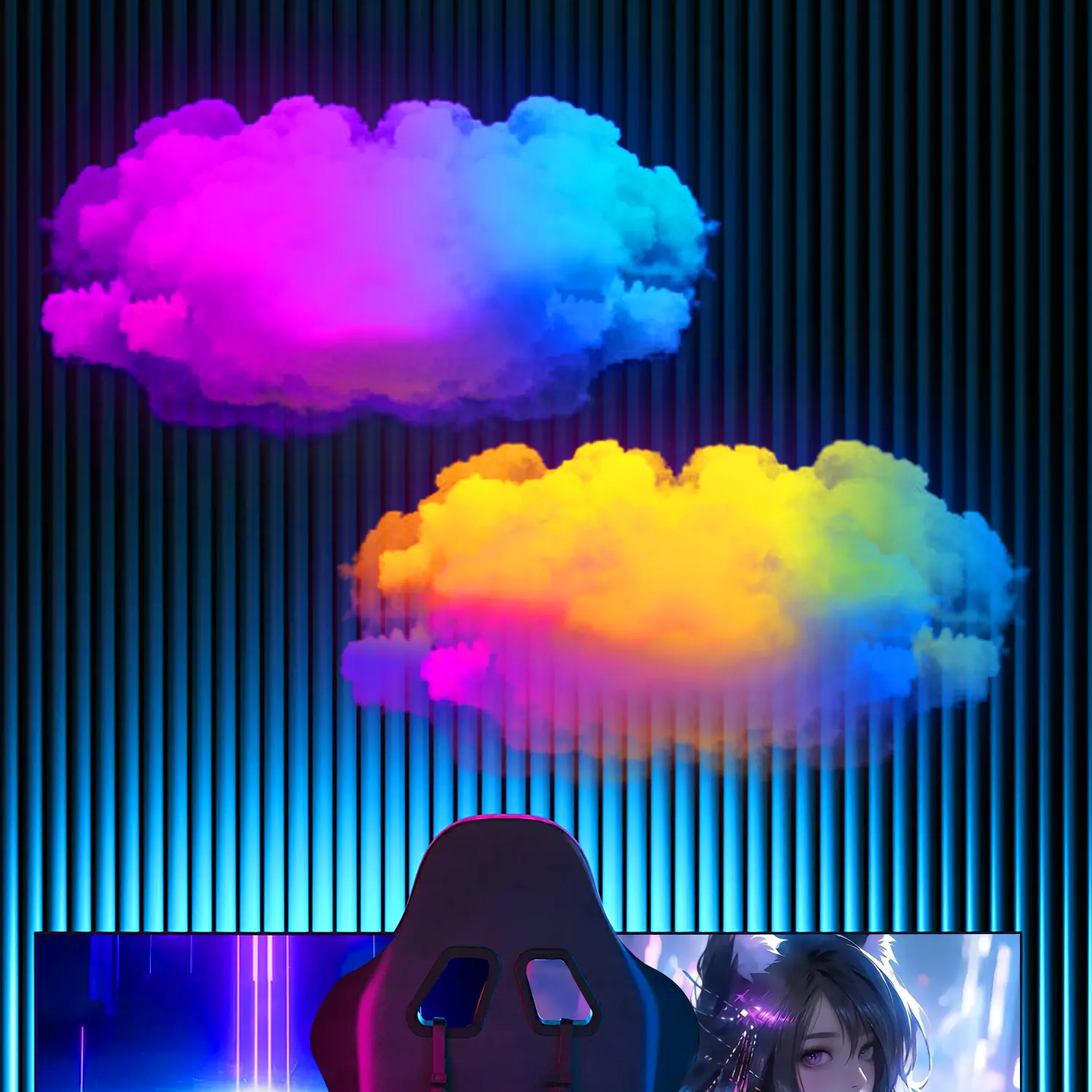 KEXU Plastic DIY Cloud Light - Smart APP Control, Music Sync Color-Changeable Flickering Interactive Sculpture, Interior Decorative Mood Lamp for RGB Setup, Christmas Gaming Room Indoor Use (LED Light Strips Compatible), Interior Led Lights, Color Changea