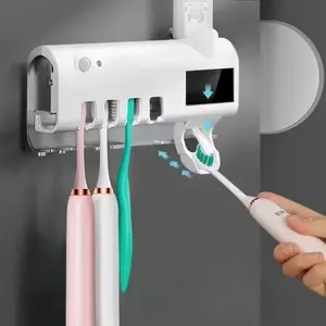 USB Recharge Automatic Toothpaste Dispenser Infrared Sterilizing Solar Powered Smart Toothbrush Holder Touchless