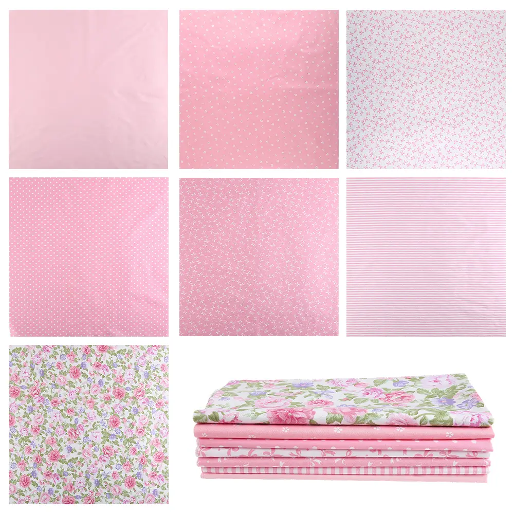 7Pcs Fat Quarter Fabric Bundles 20 x 20 inch Quilting Cotton Craft Fabric Pre-Cut Squares Sheets for Patchwork Sewing Quilting Crafting(Pink) - Home Improvement.