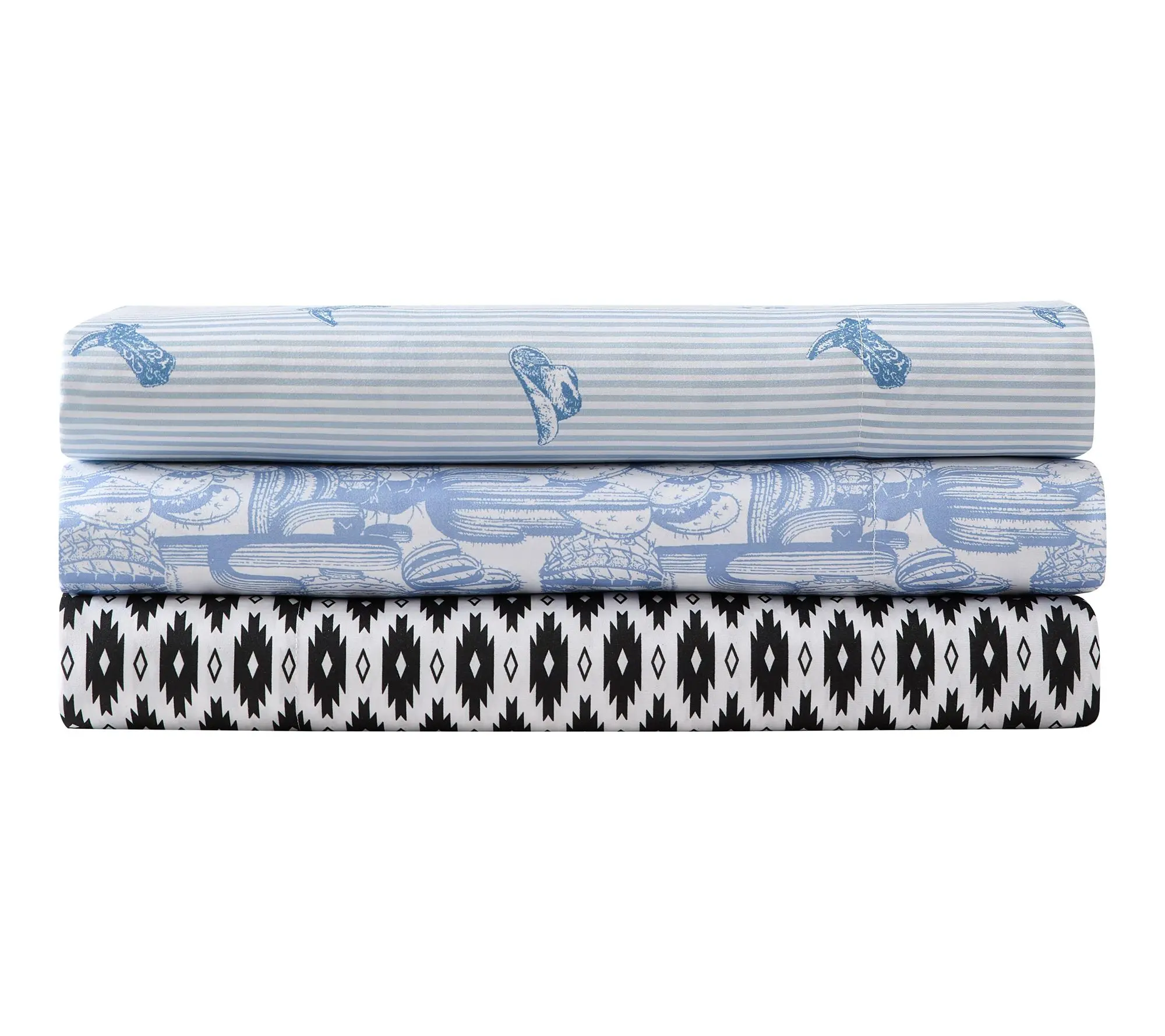 Wrangler Cowboy Pinstripe Blue Twin Microfibe r Sheet Set