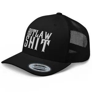 RIVEMUG NG Outlaw Shit Embroidered Curved Bill Trucker Hat Mid Crown Adjustable Cap