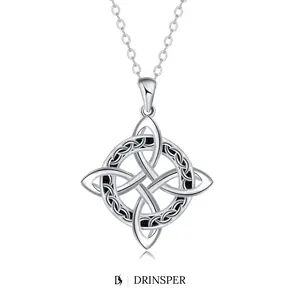 DRINSPER Hecate Celtic Knot Pendant Witchy Style Necklace for Women, Wiccan Pagan Amulet Jewelry for Daily Wear and Ritual, Vintage Celtic Knotwork Design Copper Fashion Necklace, Gothic Spiritual Statement Gift for Witchy Women and Girls
