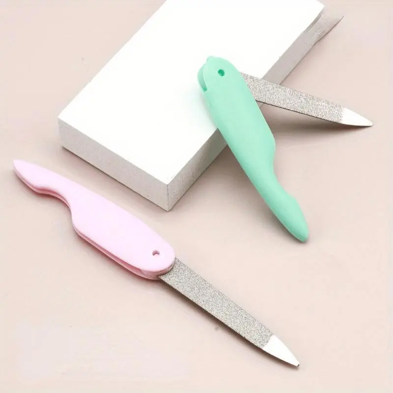 1pc [Professional Fold File for Nails] Mini Folding Nail File Metal Stainless Steel Fold Professional Tool Double Sided And Files Nails Easily for Men And Women