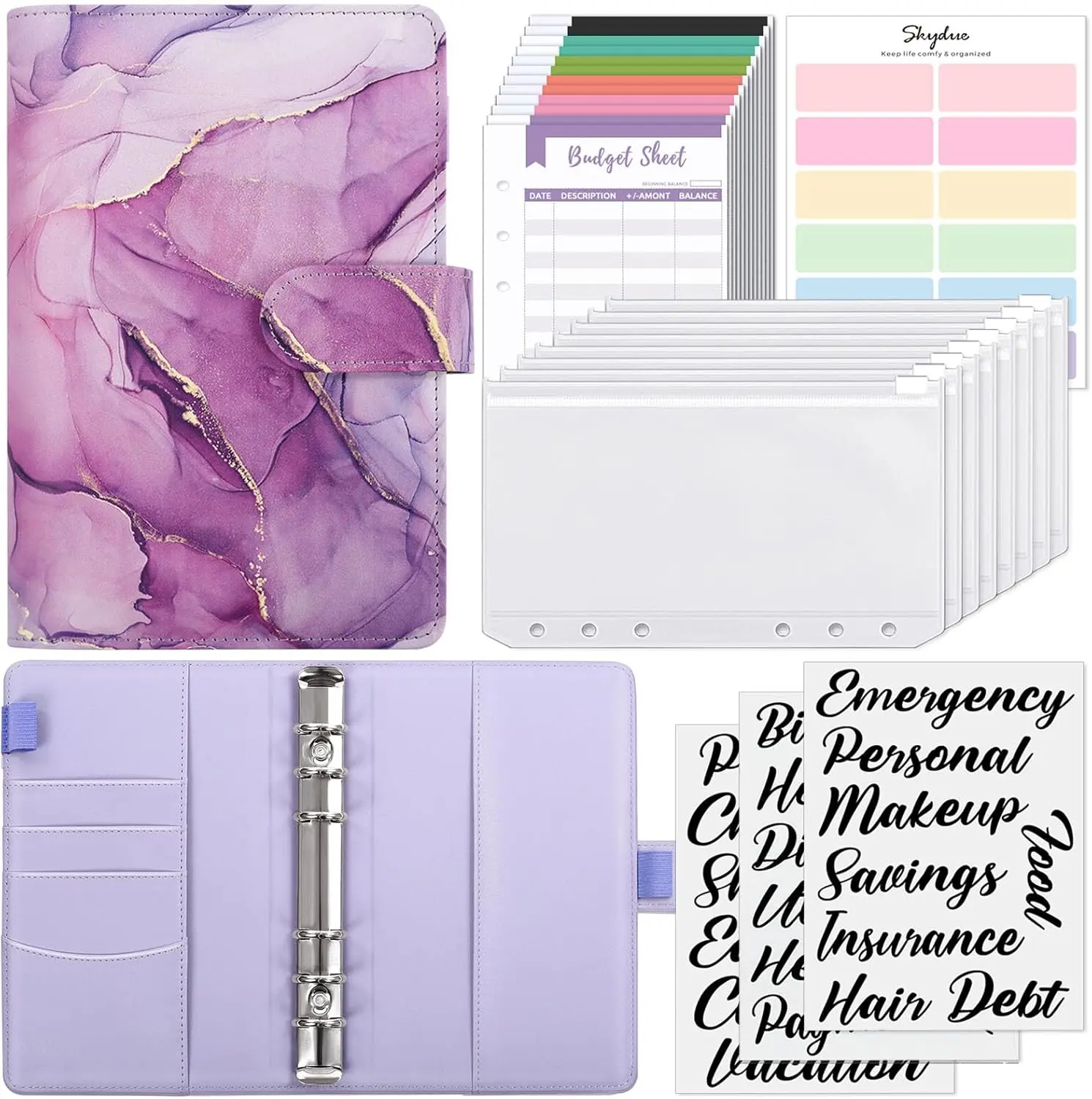 Budget Binder for Office Budgeting - Includes Zipper Envelopes, Cash Envelopes and Expense Budget Sheets