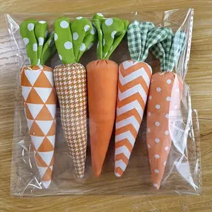 5pcs Mixed (1pc of Each of 5 Colors) Easter Fabric Carrot Decorative Ornaments Home Tray Decorations Holiday Party Supplies Decorations Handmade Ornaments