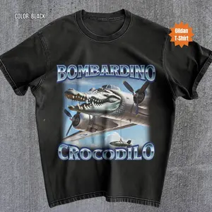 Bombardino Crocodilo Funny Brain Rot T-shirt, Bootleg Rap Tee, Meme Shirt, Weird Clothes, Italian Brainrot Meme, Crocodile Tee, Trending Tee NUM