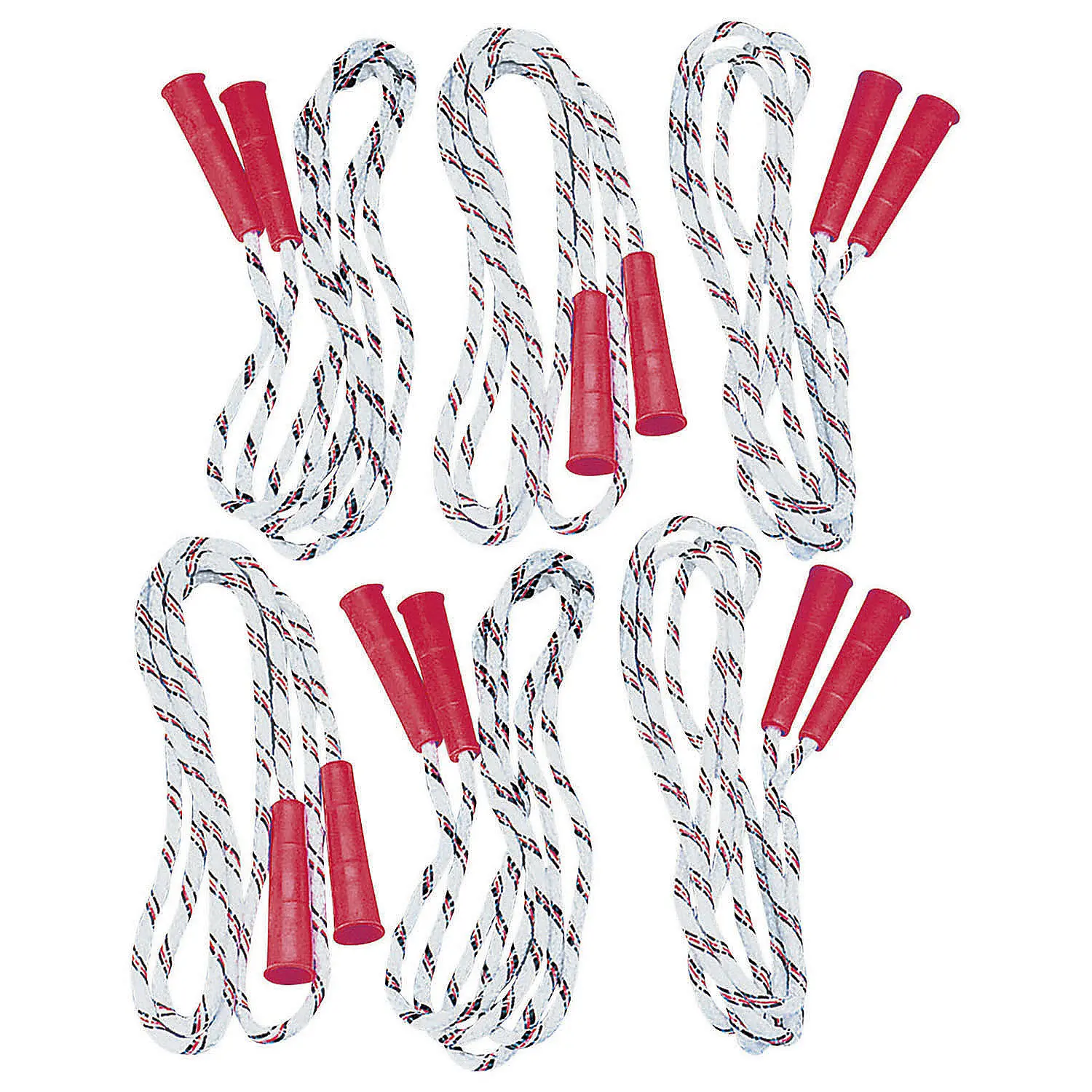 7 Ft. Black & Red Spiral Nylon Jump Ropes with Plastic Handles - 6 Pc.