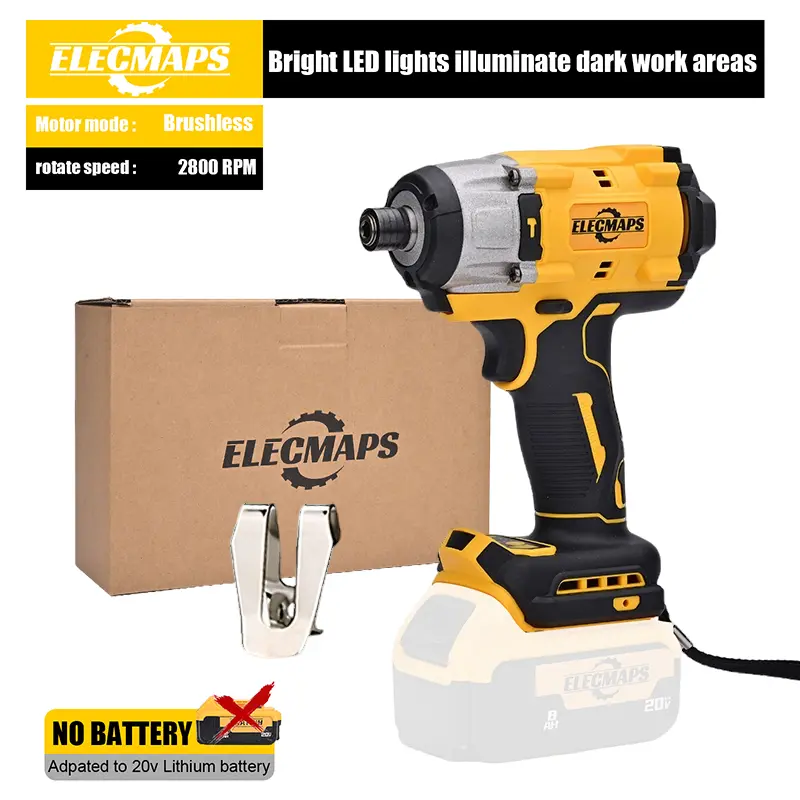 ELECMAPS Cordless High-Torque Impact Screwdriver, DIY Power Tool with LED Lights for Tools & Hardware Applications, Professional Work Use, Diy Power Tools
