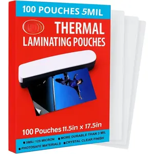 5MIL Thermal Laminating Sheets (100 Count) 11.5x17.5 inch, Legal Size Dry-Erase Friendly Laminating Pouches, Compatible with Laminators,  Clear Laminated Finish