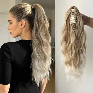 18Inch Claw Clip Ponytail Extension Wig - Heat-Resistant Synthetic Hair with Secure Claw Clip, Party & Everyday Hairstyle - Water Wave Texture Ponytail Wig, Festive Hairpiece