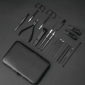 Professional Manicure Pedicure Set with Travel Case, Finger and Toe Nail Clippers, Personal Grooming Tools, Nail Care Kit, Foot File Tool