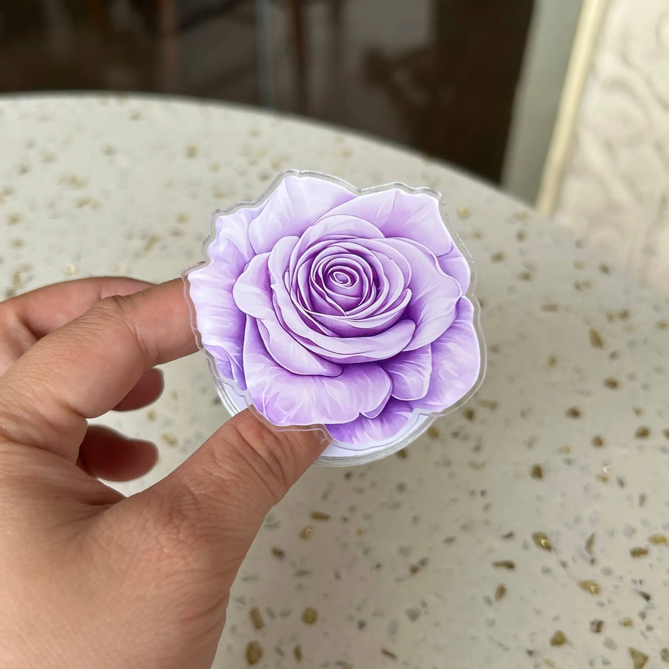 Purple Rose MagSafe Phone Grip - Floral Magnetic Phone Holder - Cute Detachable Phone Stand Accessory