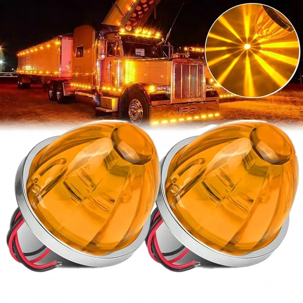 2PCS LED Watermelon Lights - Car Side Marker, Clearance & Turn Signal Indicator Lamps with LED Blinker, Truck Accessories for Semi Truck, Lorry Trailer