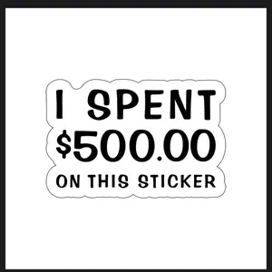 "I Spent $500.00 on This Sticker" Vinyl Decal 3"x4.5" Simple Text Design Sticker Product Cast Laminated Vinyl Durable & Sleek Finish
