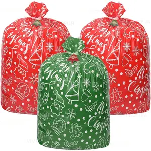 Large Christmas  Bags, 3 count 44"X 36" Giant  Bags for Huge Gifts,   Christmas Bags for Wrapping  XL Holiday Presents, Xmas Santa Big X Large Plastic  Wrap Bag