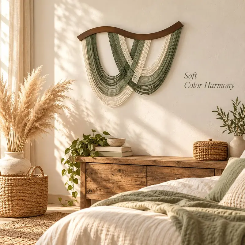 Cotton Lightweight Hangable Macrame Wall Hanging - Hand-Knotted Dip-Dyed Woven Tapestry with Wooden Accents, Hook, 31.5x23.6" Sage Green Soulful Art, Bohemian Decor for Bedroom, Wall Trim for Home Improvement (For Bohemian Decor Enthusiasts)
