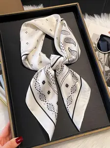 Women's Elegant Random Floral Print Square Scarf, New Style Fashionable Soft Comfortable Scarf for Daily Wear, Casual Versatile Scarf for Women As Gift