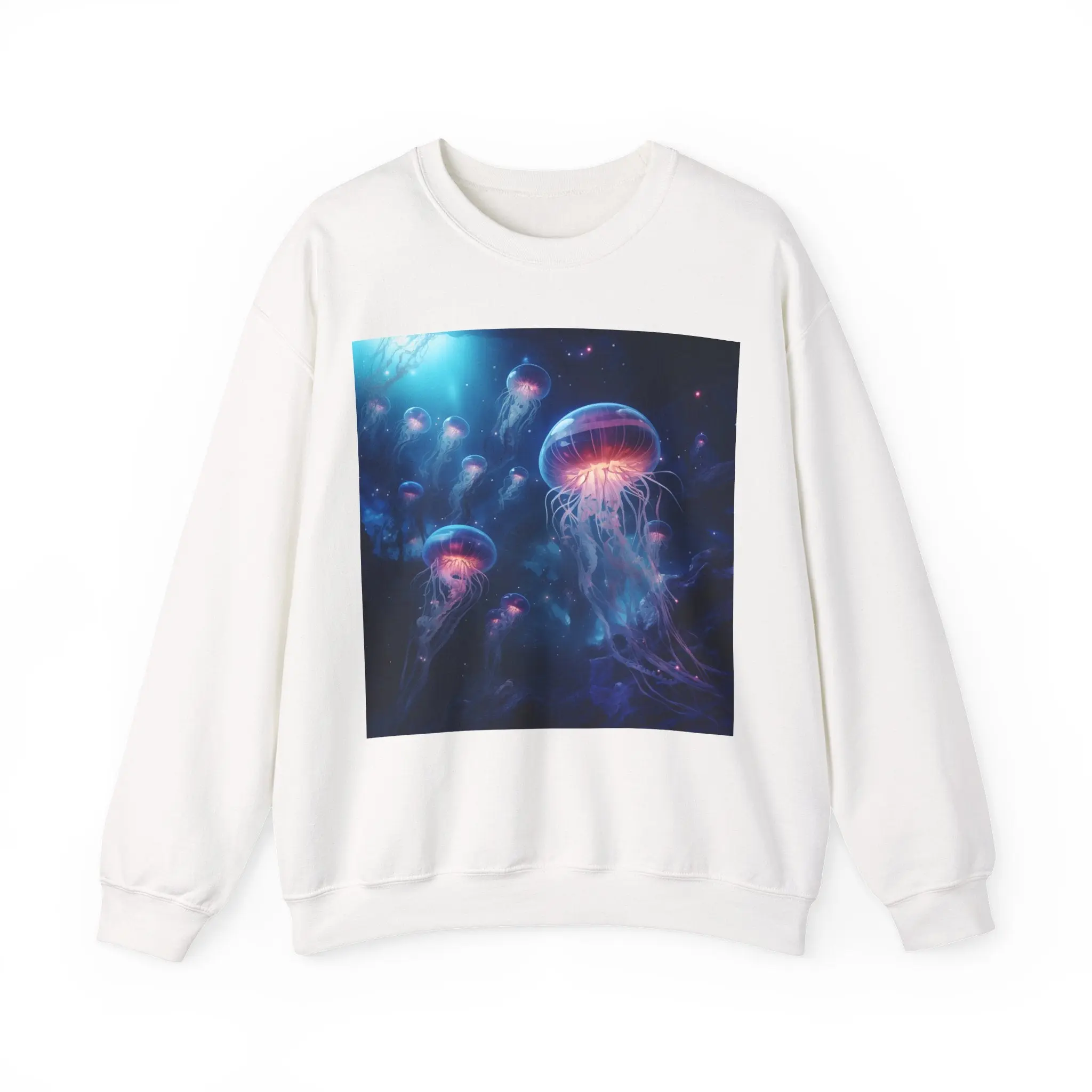 Jellyfish in Space Unisex Heavy Blend Crewneck Sweatshirt unisex sweatshirt casual crewneck sweatshirt graphic anime pullover sweatshirt hoodie long round neck