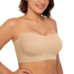 Vertvie Convertible Strapless Bra Stay Put Bandeau Non-Slip Silicone Padded Tube Top Bra Wireless Seamless Comfort Day