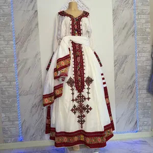 Ethiopian and Eritrean Traditional Address Habsha Kamis with Rich Embroidery and Cultural Design እጅ ጥልፉ