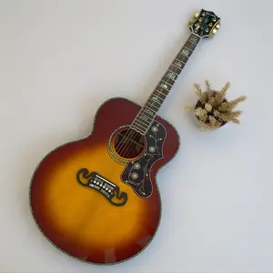 Sunset Gradient J200 Acoustic guitar Jumbo ,Solid spruce Top 6 String Abalone Inlay Fretboard