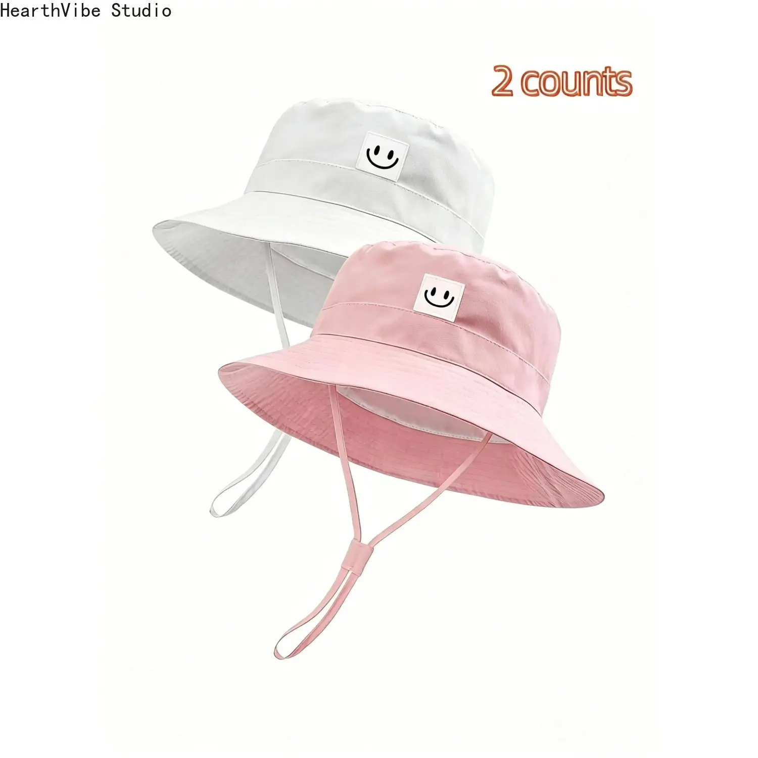 2-Pack Kids Cool Hats - Smiley Face Bucket Hat, UPF 50+ UV Protection Toddler Fisherman Cap for Boys & Girls, Summer Beach Travel Camping Essentials, summerwins, father'sdaygifts, campinggear, Lightweight, Outdoor, Sun Protection Hats