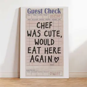Retro Guest Check Poster Funny Quotes Wall Art Minimalist Room Aesthetic Wall Art Prints For Kitchen Dinning Wall Decor