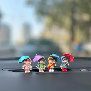 Cute Accessory 4-Pack Car Office Home Decoration Stocking Stuffers Cute Creative Umbrella Girl Car Dashboard Decoration Car Interior House Ornament Valentine Nice Gift