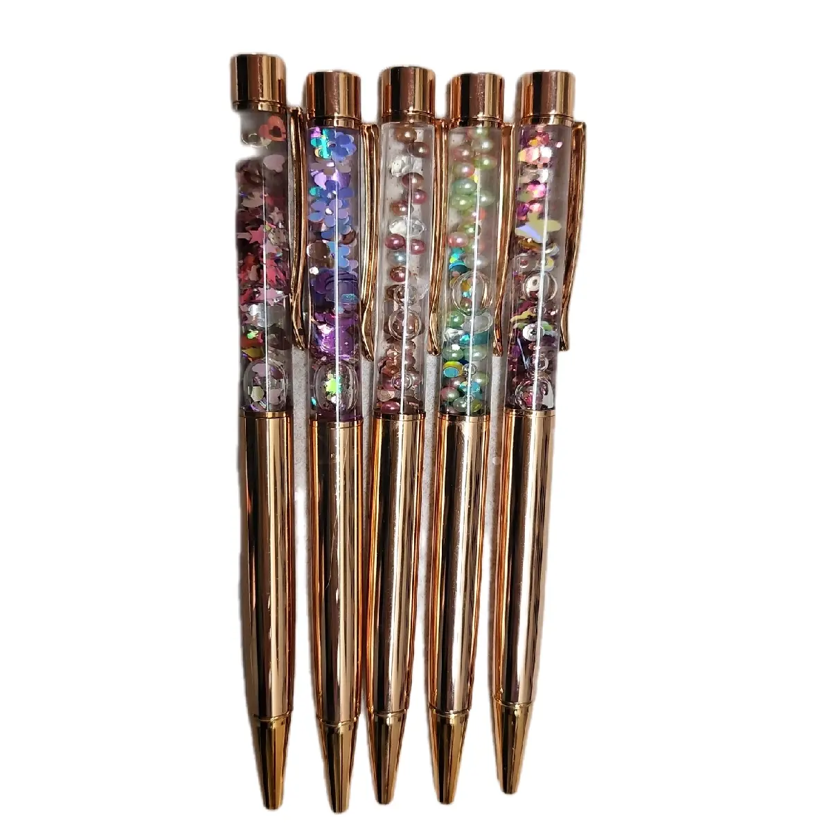 Rose Gold Beauties - Decorative Pens with Colorful Accents, Elegant Design,  Rose Gold Finish