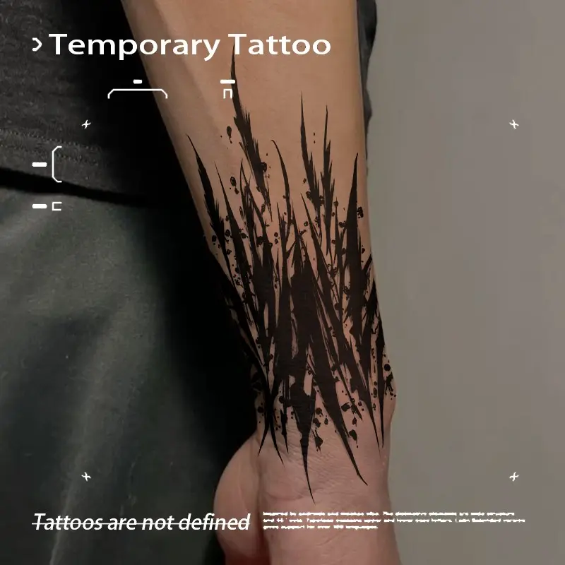 Dark Ink‑Splatter Thorn Spike Herbal Juice Temporary Tattoo Semi‑Permanent Waterproof Long‑Lasting Alt Fake Temporary Tattoos Stickers for Wrist & Forearm Men Women