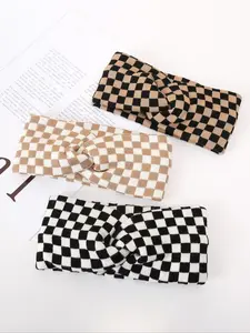 Women's Knitted Plaid Hair Tie Set, Warm & Stylish Design, Perfect for Daily Wear & Casual, Ponytail Hairstyle, Ideal for Autumn Winter Seasons, Fashionable Hair Accessories
