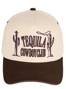 C.C Tequila Cowboy Club Letter Embroidered Cotton Trucker Snap Back Cap - Adjustable Fit, 100% Premium Cotton, Lightweight & Durable, Casual Style