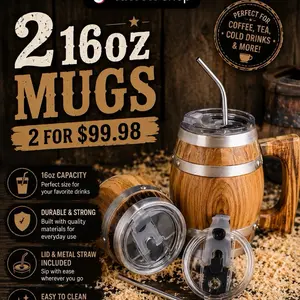 2 Pack 16oz Mugs custom engraved gift thermal aluminum on the inside perfect for your favorite beverage. Great gift for any type of occasion.  Drinkware