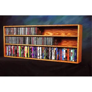 Wood Shed  Solid Oak Wall or Shelf Mount for CD and DVD-VHS tape-Book Cabinet
