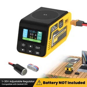 Adjustable 1–30V Voltage Regulator for DeWalt 20V Battery, 300W XT60 Output, 140W PD USB-C, 15W Wireless Charging, LCD Display – for DIY, Outdoor, Car, Workshop Use [Battery Not Included]