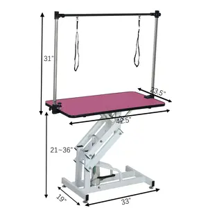 42.5" Hydraulic Pet Grooming Table, Pink