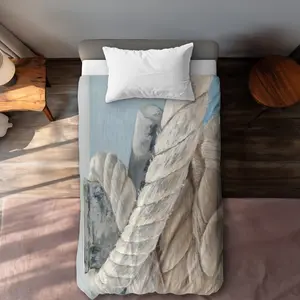 Begin Home Decor C1DCTXLWEOOWSC Tie-Down Ropes Closeup - Gray Boat Twin Size Extra Long Duvet Cover for Home Decor