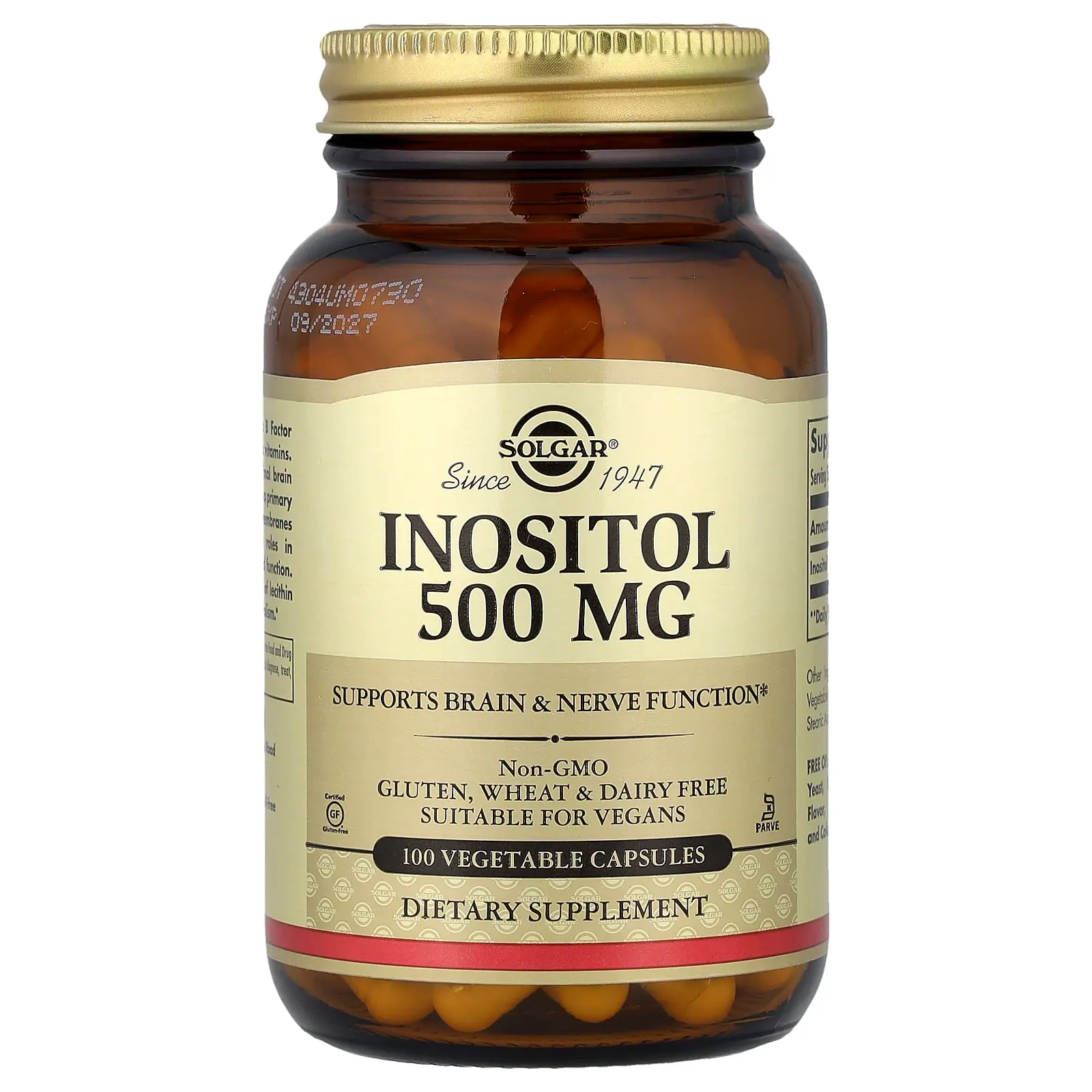 Solgar Inositol, 500 mg, 100 Vegetable Capsules