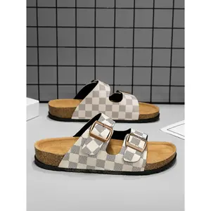 Fashion Comfort Summer Slippers, Plaid Design Slippers, One-Step Women Men Plaid Sandals, Thick Sole, Casual Outdoor Beach Shoes, All SeasonsRAIMENTRY