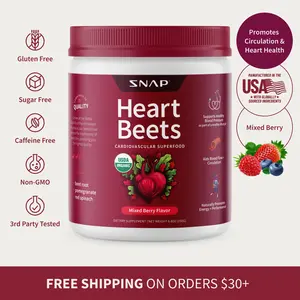 Snap Supplements - Heart Beets Powder - 30 Servings - Natural Supplement - Mixed Berry Flavor