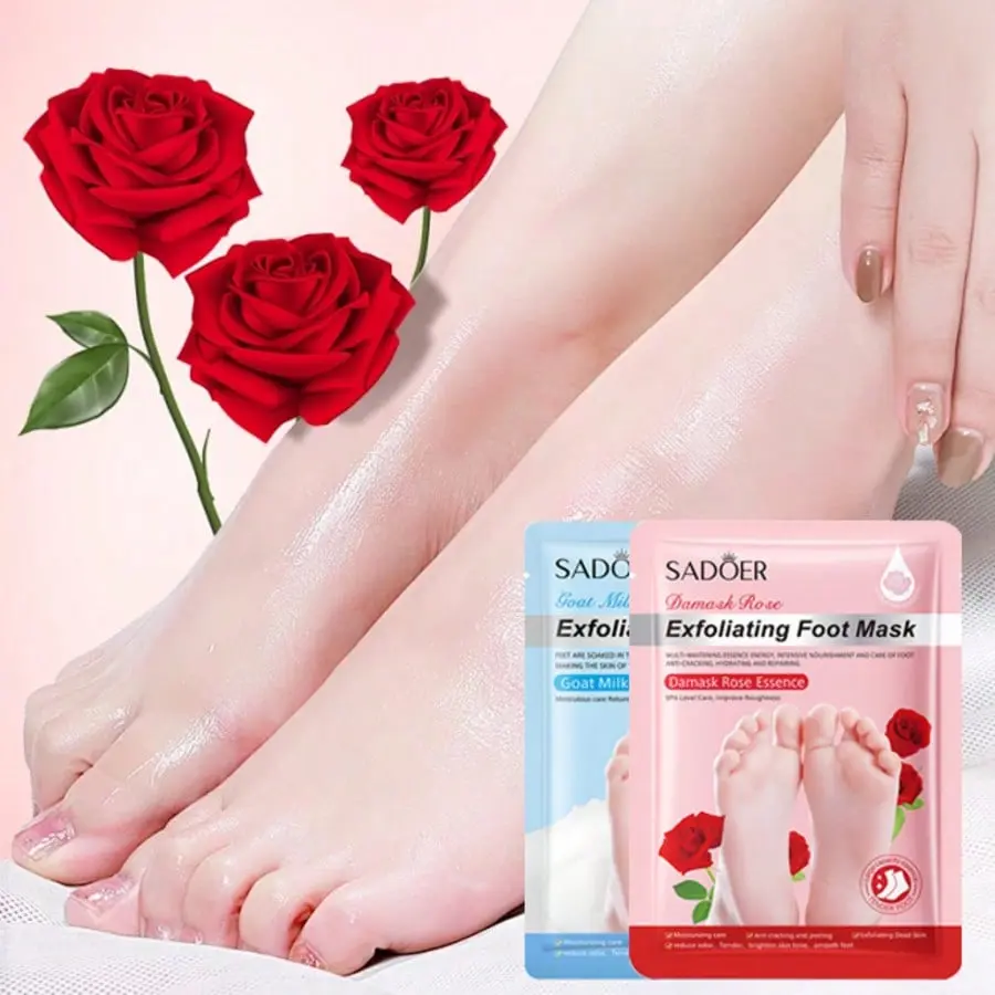 2PCS Exfoliating Foot Mask with Rose Extract for Soft & Smooth Feet - Ultimate Foot Care Treatment