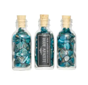 Blue Apatite Gem Bottle - Polished Chips of Blue Apatite Crystals