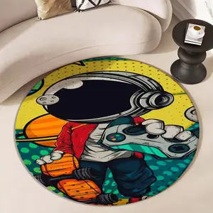 Cyberpunk Space Player Theme Round Rug, Gaming Trendy Soft Decorative Mat, Living Room Unique Atmosphere Decoration, Cyberpunk Home Setup