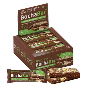 BOCHASWEET BochaBar Protein Bars – Grass-Fed Protein, 0g Sugar, Clean Ingredients, Keto, Low-Carb, Gluten-Free, 12 Bars – Choose Flavor or Variety Pack
