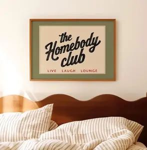 The Homebody Club Canvas Wall Art, Cozy Quote Poster, Introvert Gift, Aesthetic Decor for Bedroom Living Room