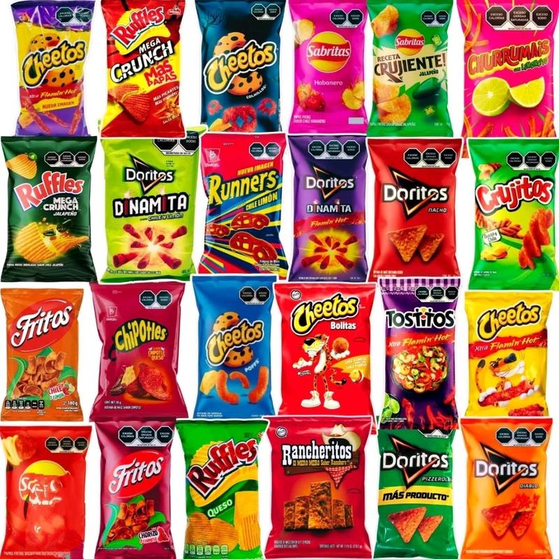 10 Assorted Mexican Potatoe Chips - Small Bags, Crispy Snack