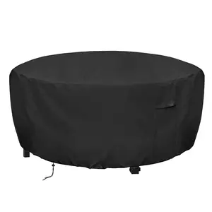600D Heavy Duty Round Fire Pit Cover - Waterproof UV - Resistant Windproof, Perfect Fit for Outdoor Protection