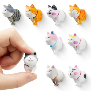 Cute Cat Design Fridge Magnet, 9 Counts/set Cartoon Cat Fridge Magnet Decoration, Home Decor for Kitchen, Kitchen Accessories, Room Decor, Refrigerator Decorating Magnet