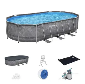 Bestway 20ft x 12ft Oval Frame Pool Steel Set Sand Filter Pump Solar Heater Kit