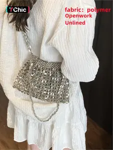 Korean Style Retro Shiny Plastic Sequin Bucket Bag, Handmade Beaded Crossbody Shoulder Bag, Stylish Crossbody, Perfect for Vacation, Travel, Commute, Shopping
